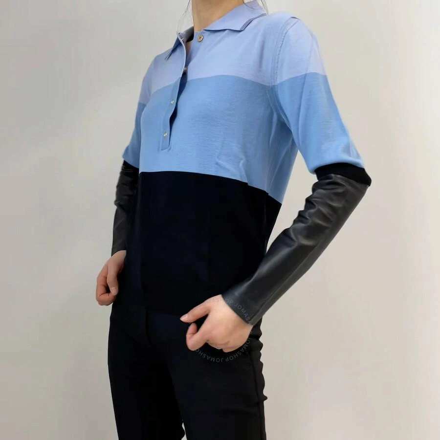 Burberry Ladies Blue Long Sleeve Polo Shirt 1