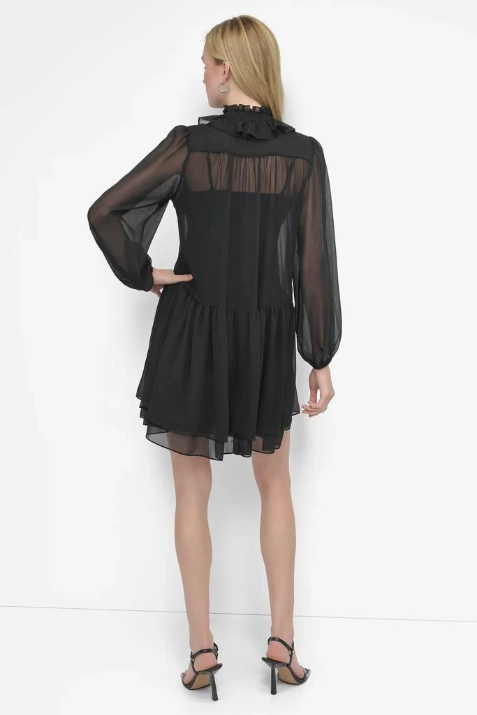 DKNY LONG SLEEVE CHIFFON MINI DRESS 2
