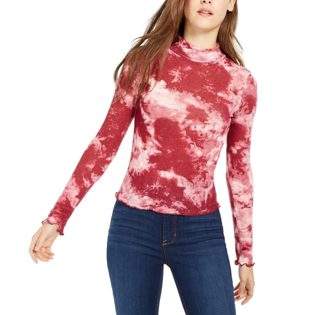 Planet Gold Juniors Womens Waffle Animal Print Pullover Top 2