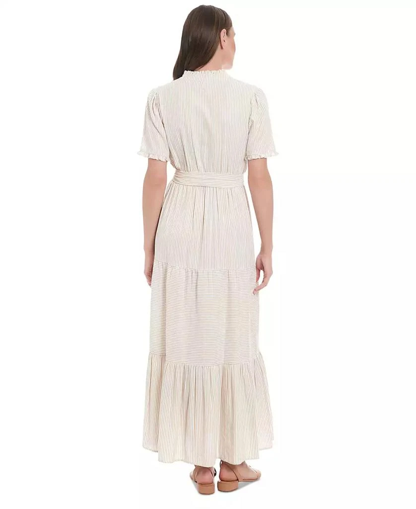 London Times Women's Ruffle-Neck Tie-Waist Tiered Cotton Maxi Dress -  Dresses & Skirts - Compare Prices from 3+ Stores - Free Shipping -  BeyondStyle