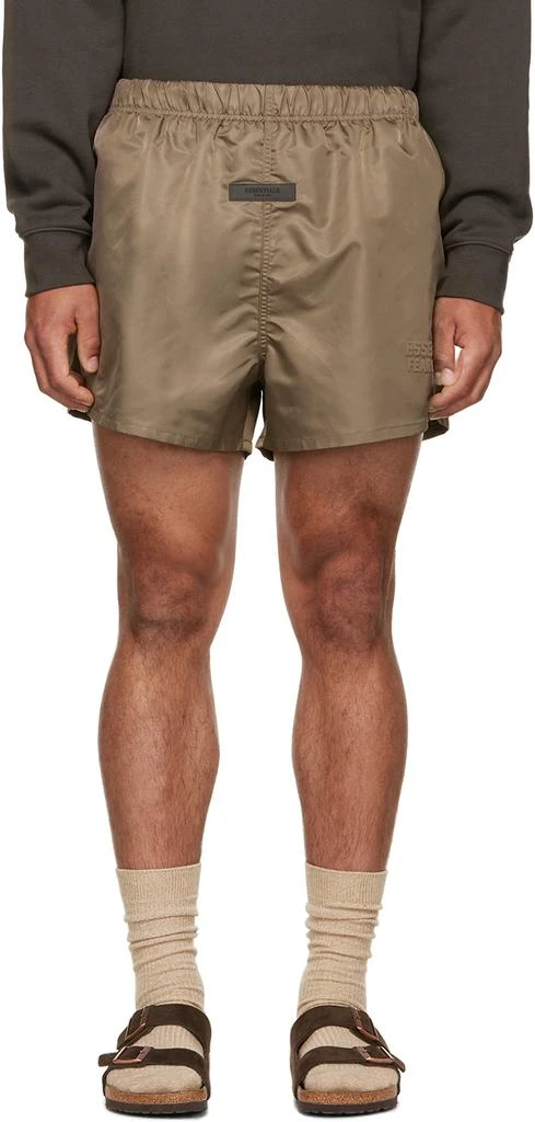 Essentials Brown Nylon Shorts 1