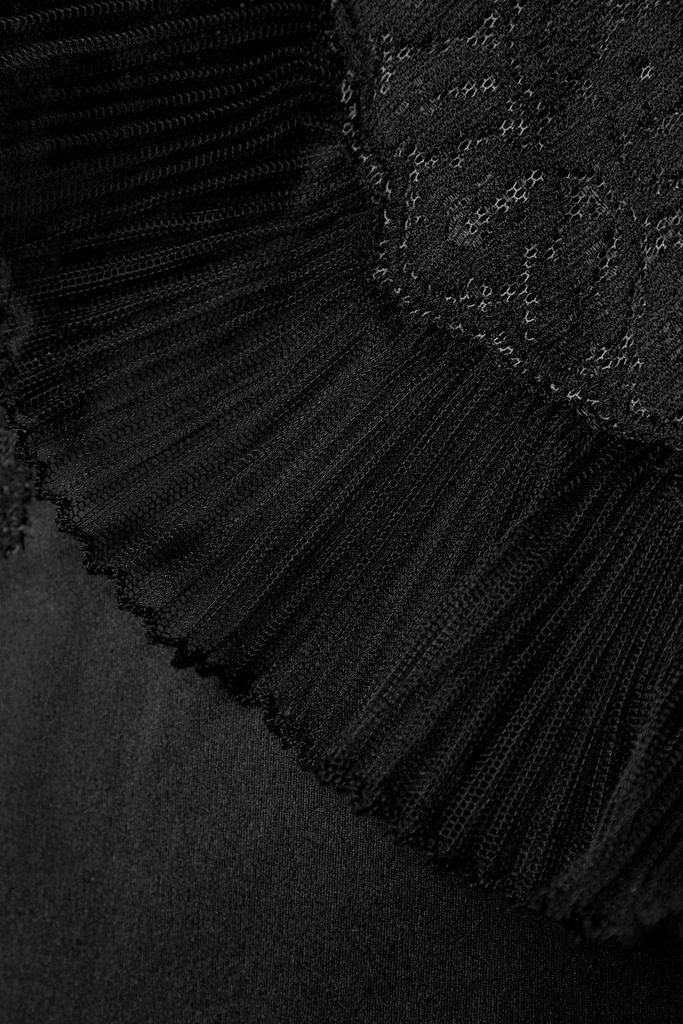 Alexander Wang Cutout tulle and lace-trimmed silk-satin midi dress 4