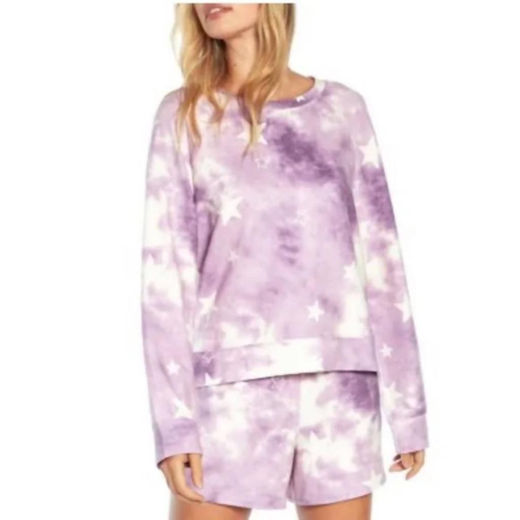 Wildfox Tie Dye Stars Sweatshirt In Purple & White