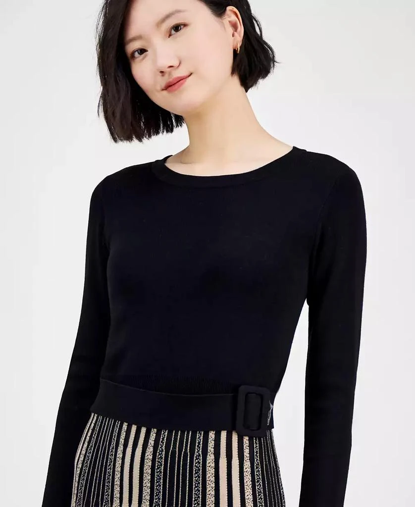 Robbie Bee Women's Pleated Fit & Flare Sweater Dress 4