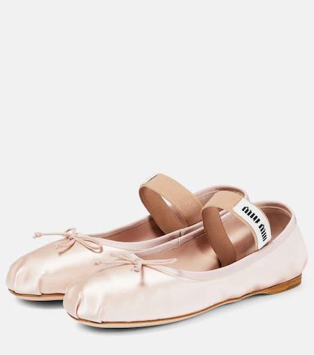 Miu Miu Logo satin ballet flats 5