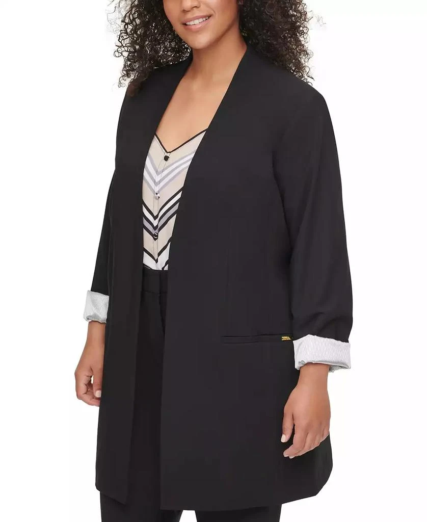 Calvin Klein Plus Size Collarless Open-Front Topper Jacket 1