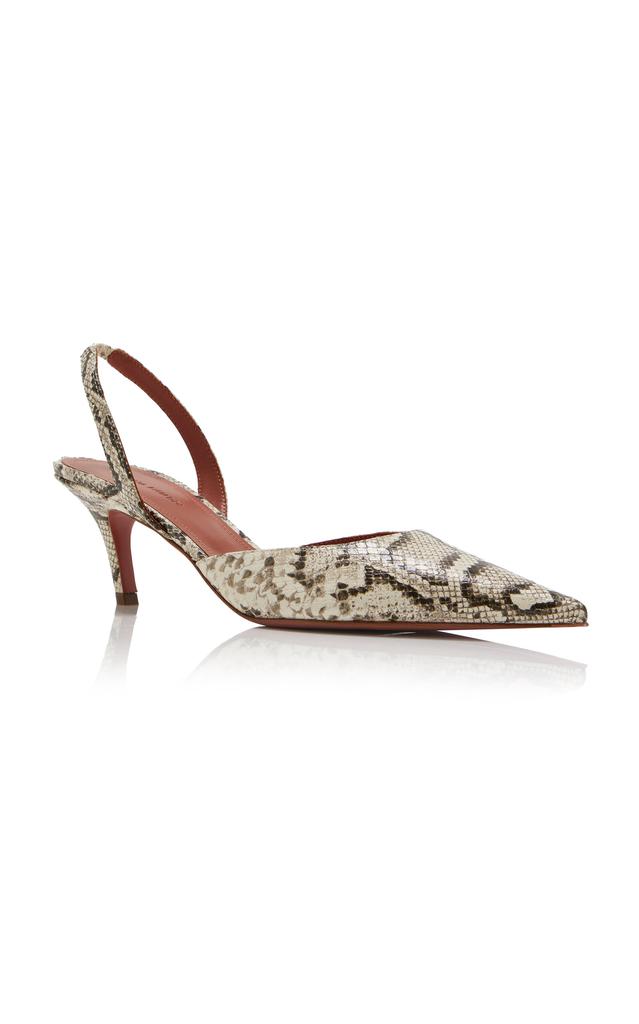 Amina Muaddi Amina Muaddi - Sofia Snake-Effect Leather Slingback Pumps - Animal - IT 37.5 - Moda Operandi
