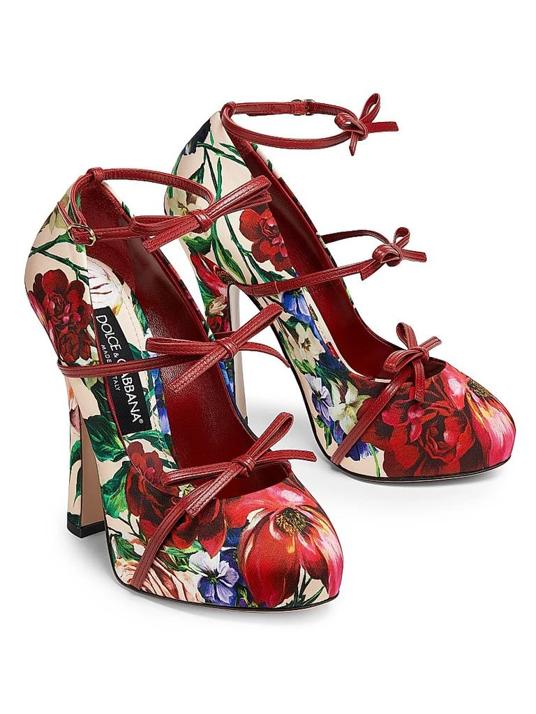Dolce 
Gabbana 125MM Floral Bow Satin Platform Pumps 2
