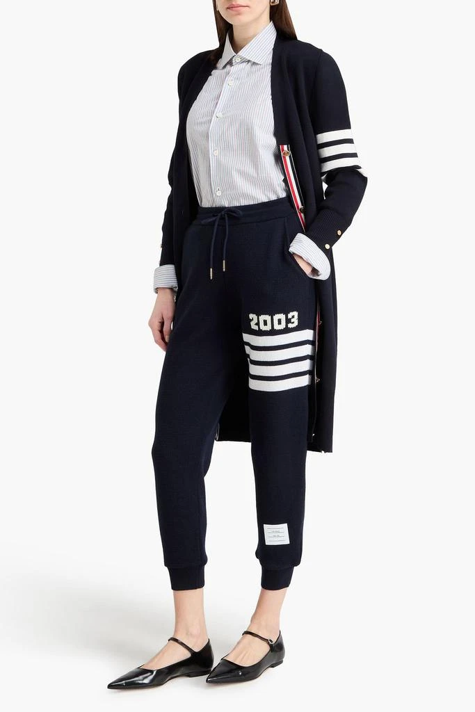 Thom Browne Striped waffle-knit wool and cashmere-blend track pants 2