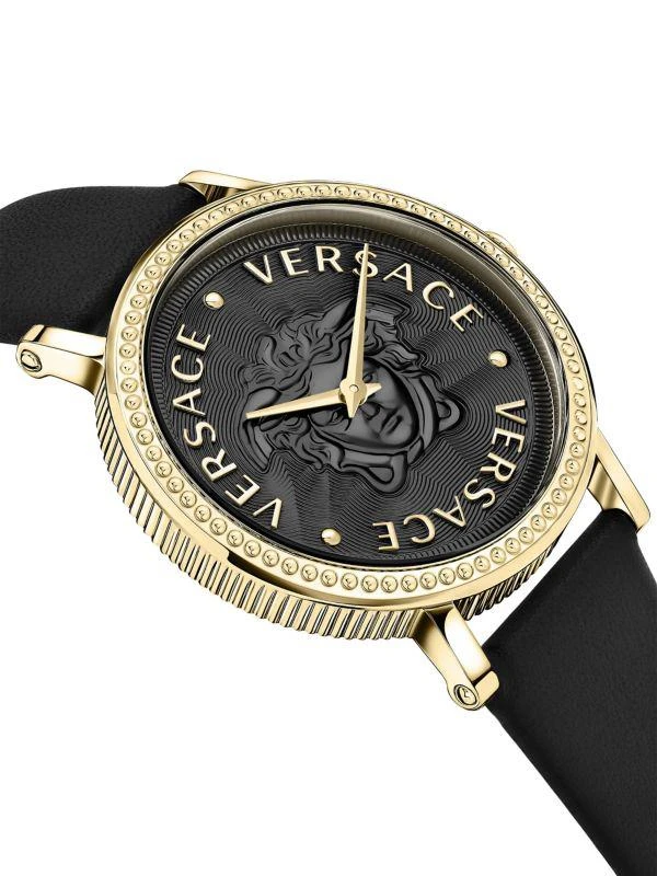 Versace Goldtone Stainless Steel 
Leather Strap Watch/37MM 4