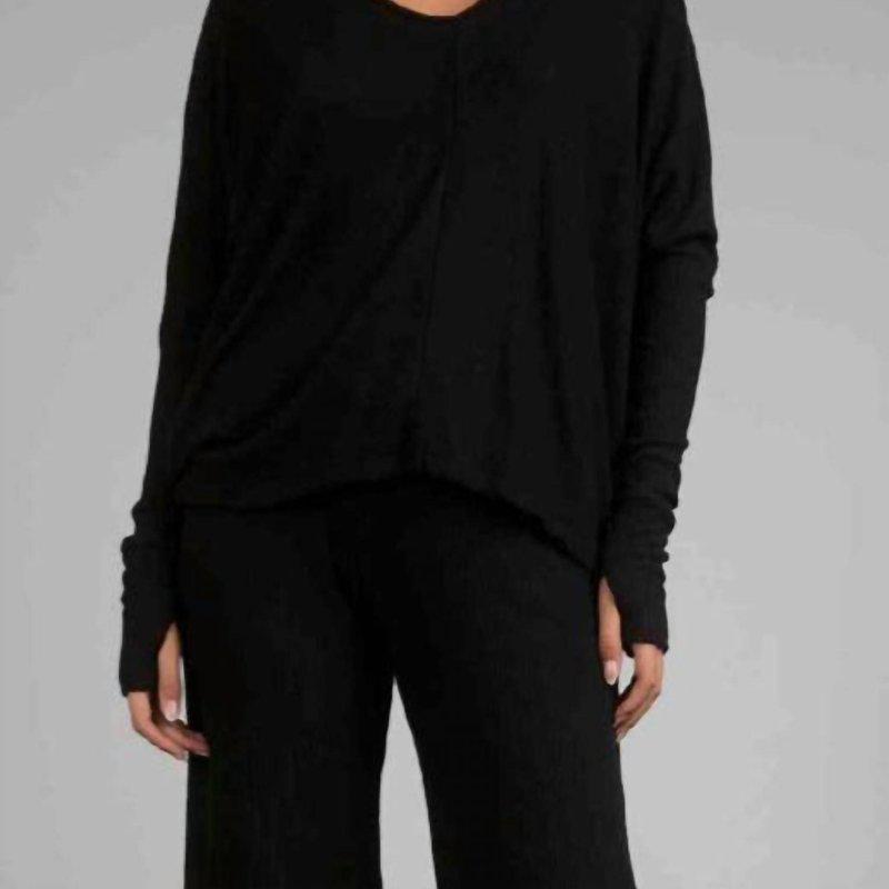 Elan Ribbed Open Neckline Top ONE SIZE ONLY