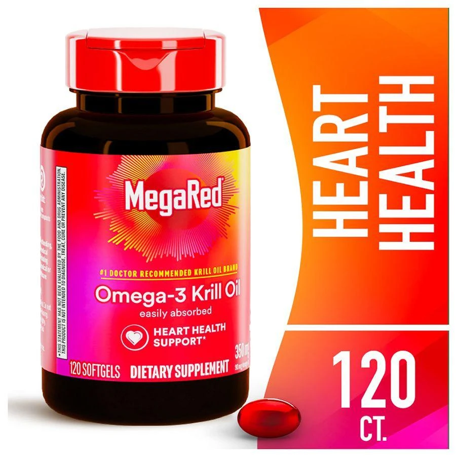 MegaRed 350mg Superior Omega-3s Krill Oil, EPA & DHA, Antioxidant Astaxanthin Softgels 3