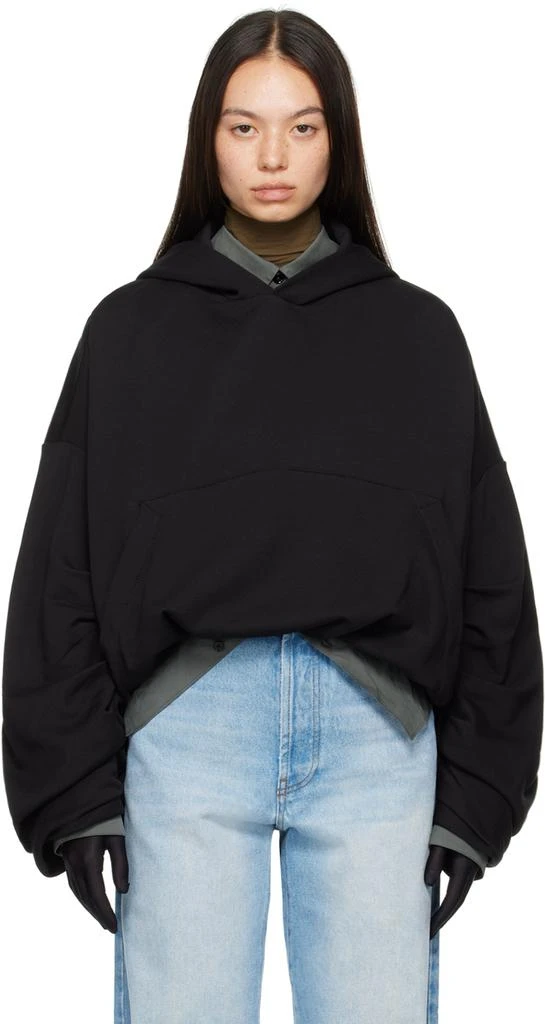 Dries Van Noten Black Draped Hoodie 1