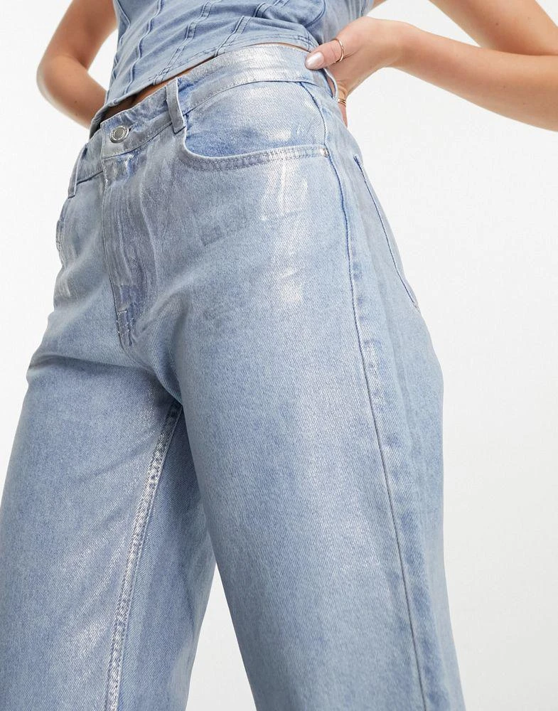 Pull&Bear Pull&Bear metallic jean in silver 2