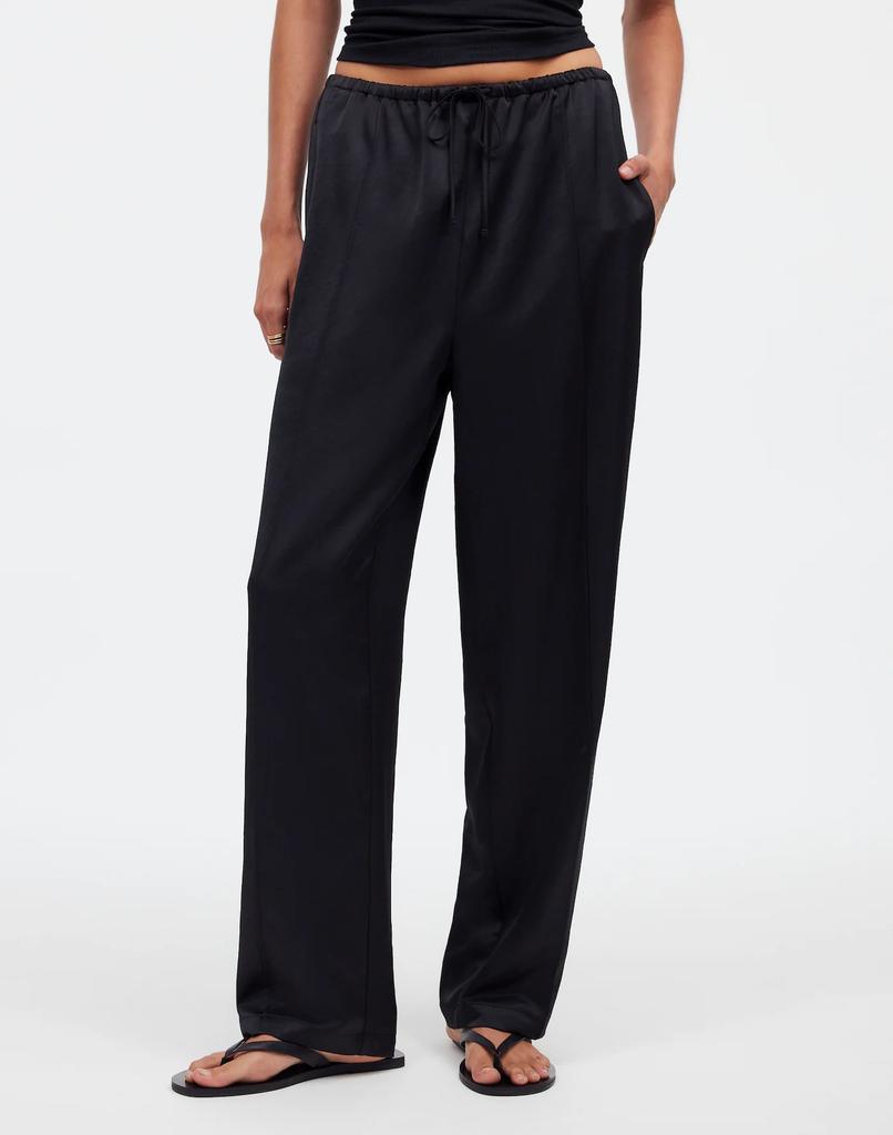Madewell Tall Pintucked Slim Pull-On Pants in Satin