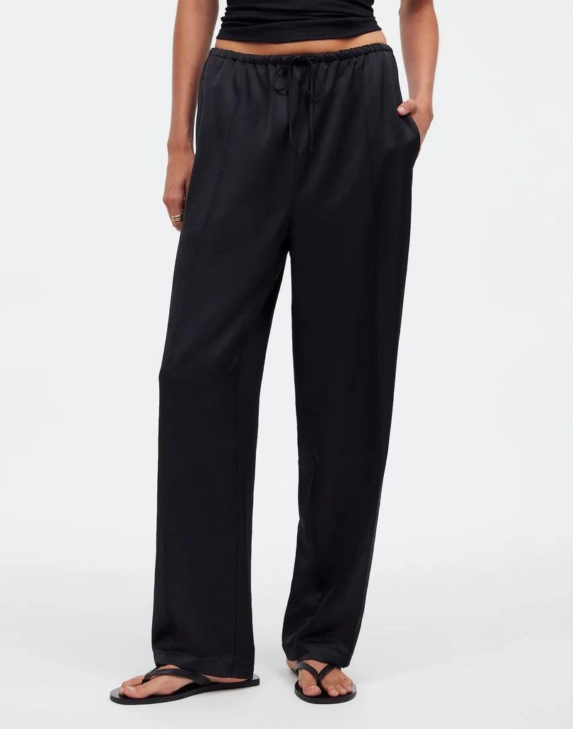 Madewell Tall Pintucked Slim Pull-On Pants in Satin 2