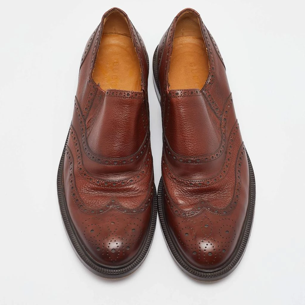 Gucci Gucci Brown Brogue Leather Slip On Oxford Size 45.5 3