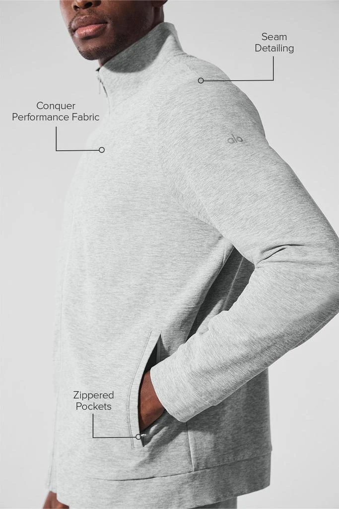 Alo Conquer Max Mock Neck Full Zip - Athletic Heather Grey 2