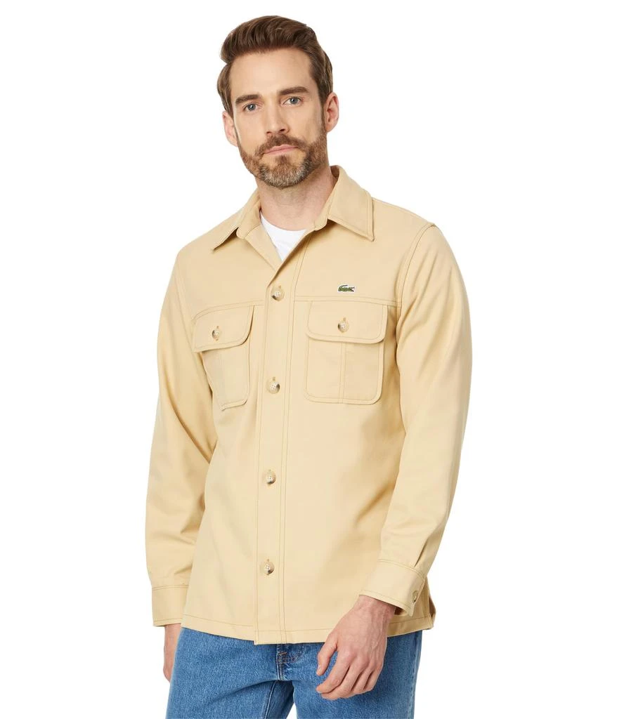 Lacoste Long Sleeve Overshirt Fit Button-Down Shirt w/ Two Front Pockets 1
