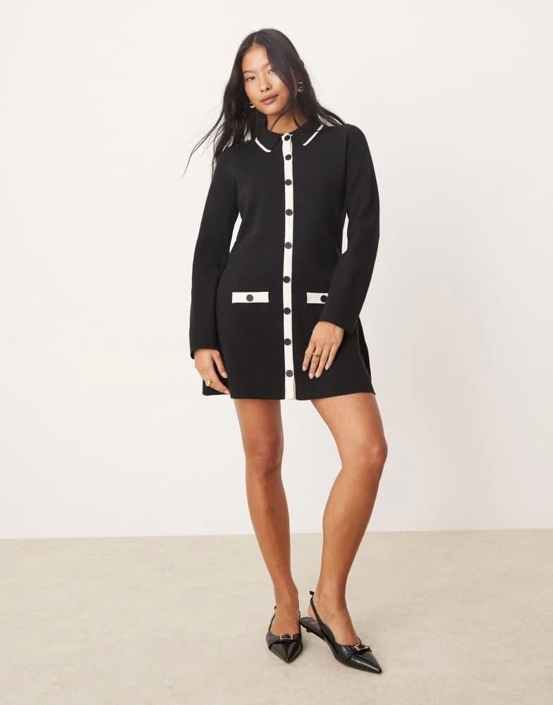 Nobody's Child Petite Nobody's Child Petite knitted collar mini shift dress  in mono - Dresses & Skirts - Free Shipping - BeyondStyle