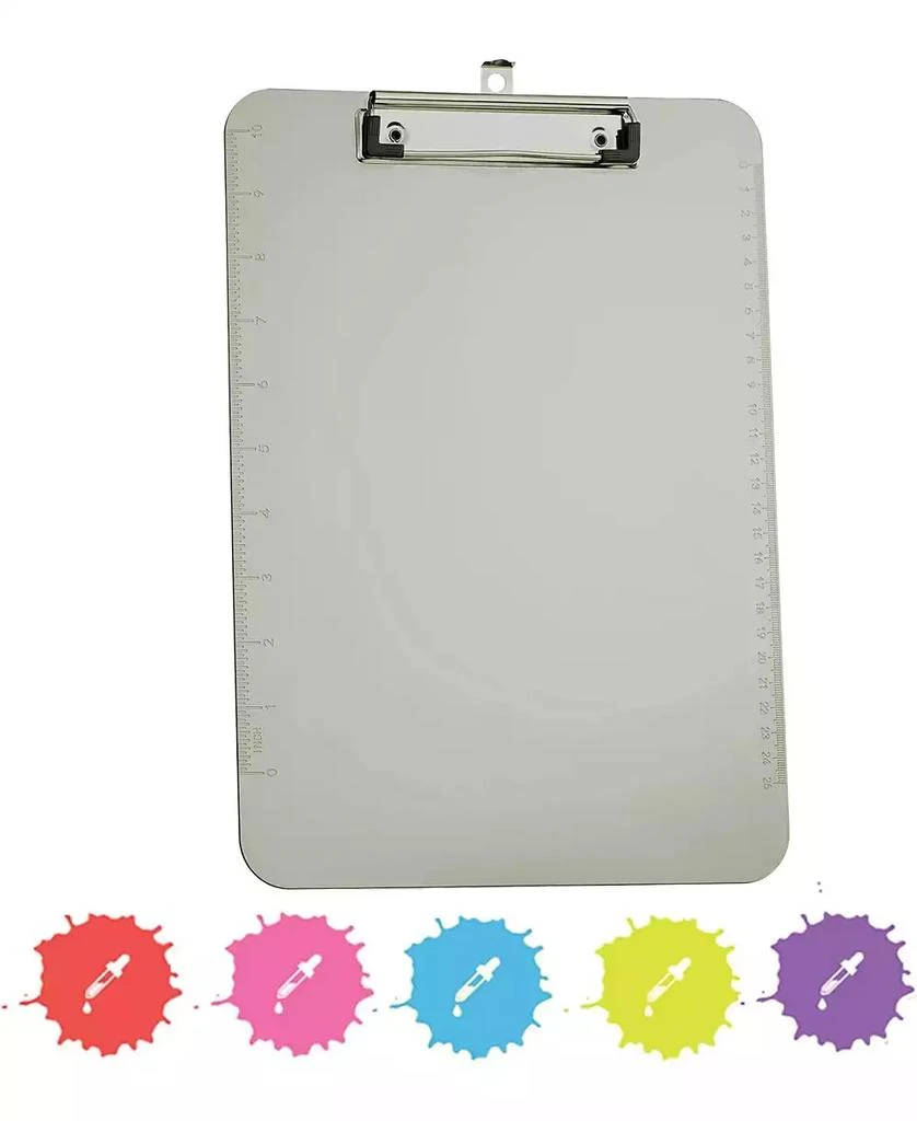 Enday Plastic Clipboard Standard Size Pink, Translucent Low Profile Clip Board, Hangable Clipboard, 12.7” x 9”, Holds 100 Sheets, 1 Pc - by Enday