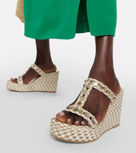 Valentino Rockstud woven wedge sandals 4