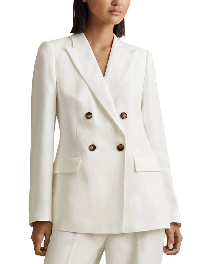 REISS Lori Double-Breasted Linen-Blend Blazer