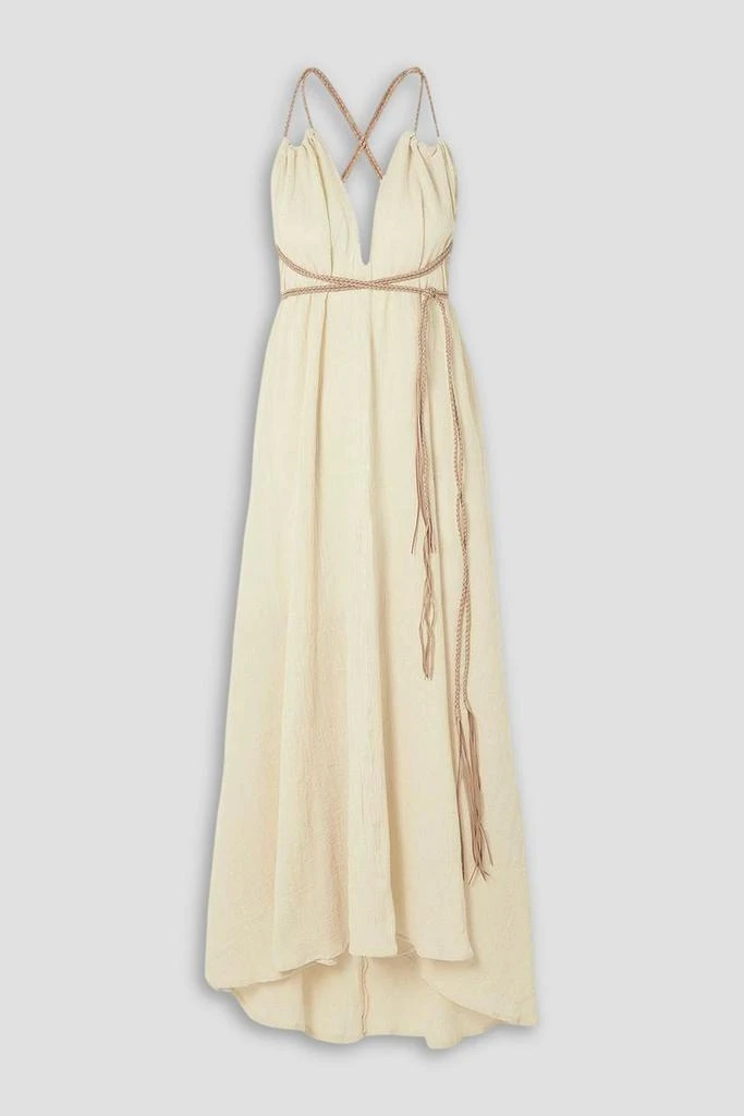 CARAVANA Mahahual leather-trimmed cotton-gauze maxi dress 1