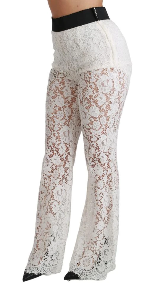 Dolce & Gabbana Elegant White Lace High Waist Pants 4