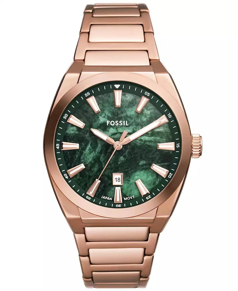 Fossil Men's Everett Three-Hand Date Rose Gold-Tone Stainless Steel Watch 42mm 1