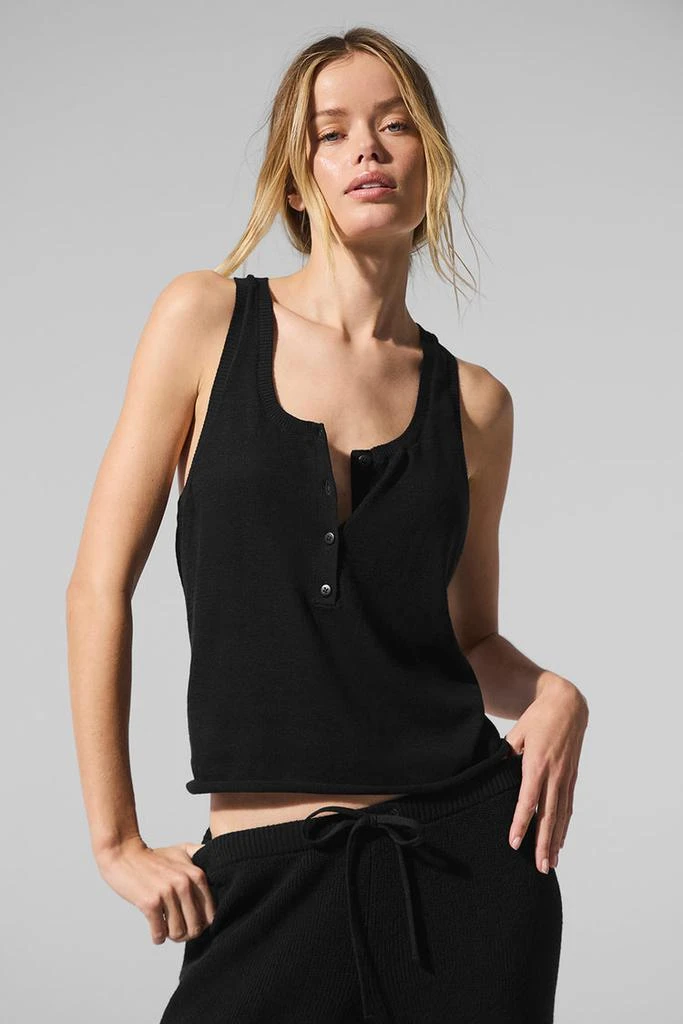 Alo Supernatural Sweater Henley Tank - Black 1