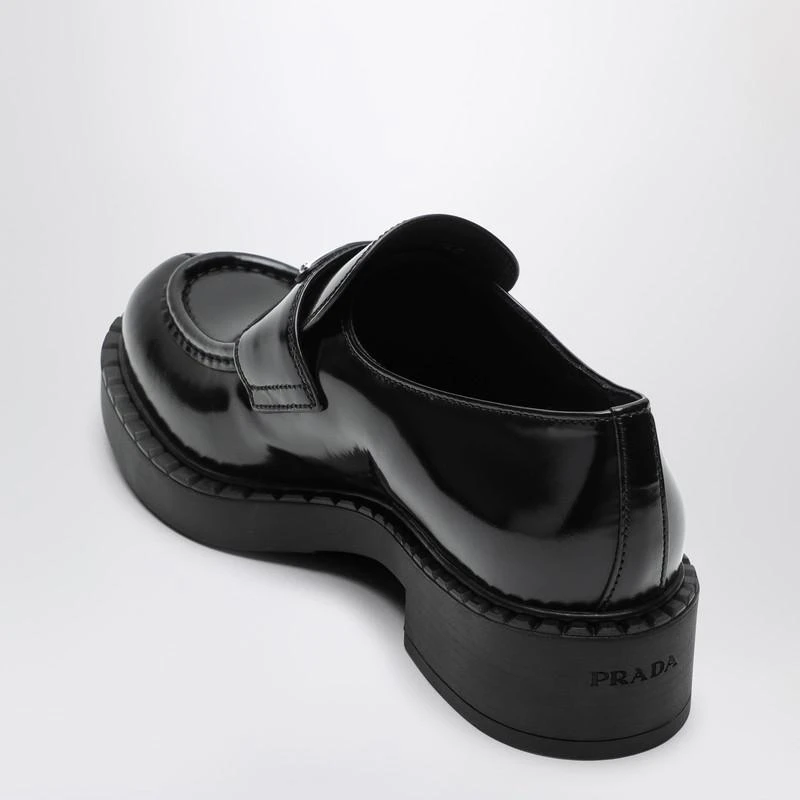 Prada Chocolate black brushed leather moccasins 4