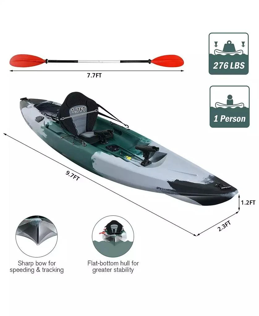 SUGIFT Sit-on-Top Fishing Kayak Boat With Fishing Rod Holders and Paddle-Gray 9