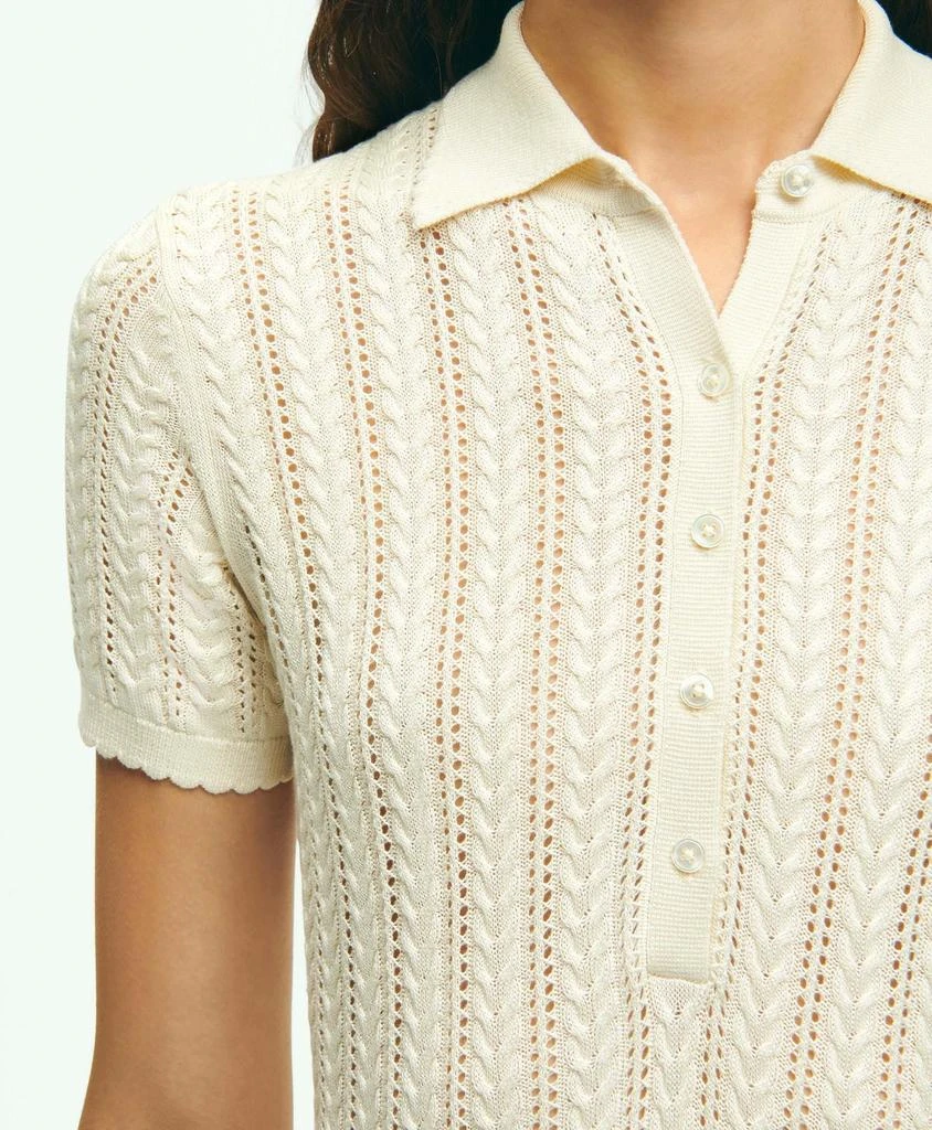 Brooks Brothers Silk Blend Pointelle Polo Sweater 2