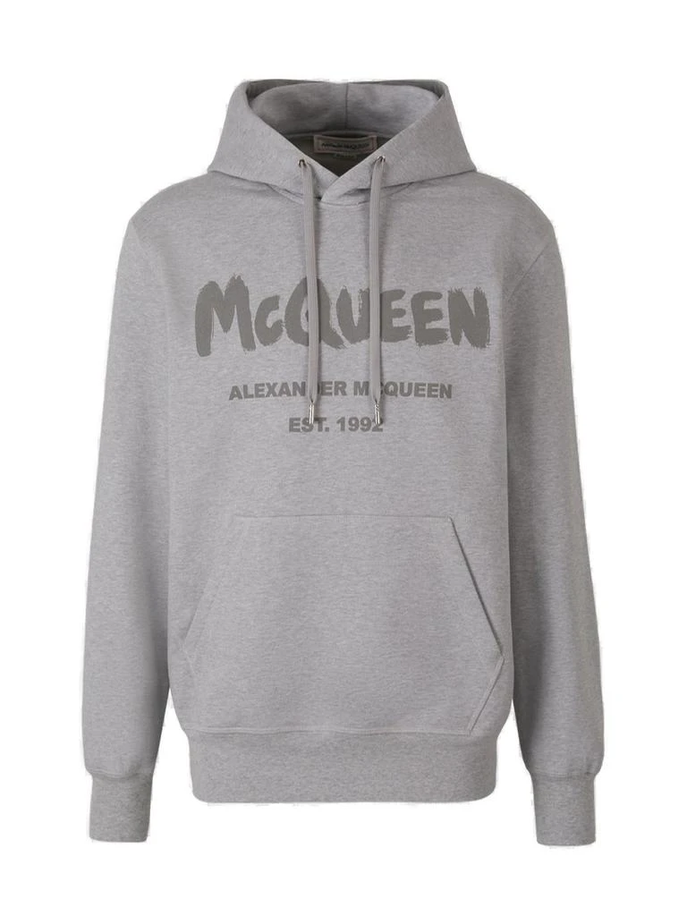 Alexander McQueen Alexander McQueen Logo Print Drawstring Hoodie 1