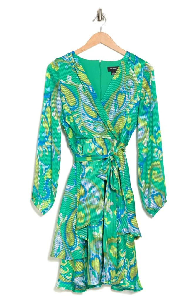 Tahari Printed Long Sleeve Faux Wrap Dress 3
