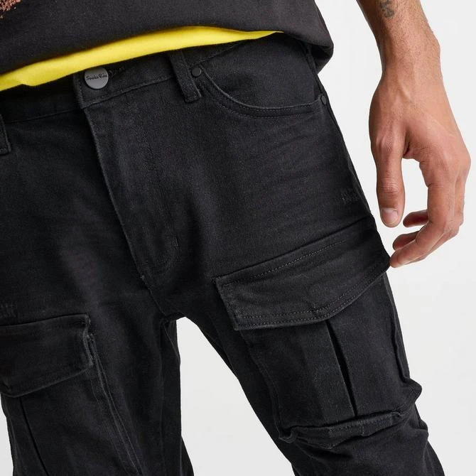 Smoke Rise Men's Smoke Rise Distressed Stacked Flare Cargo Denim Jeans 9