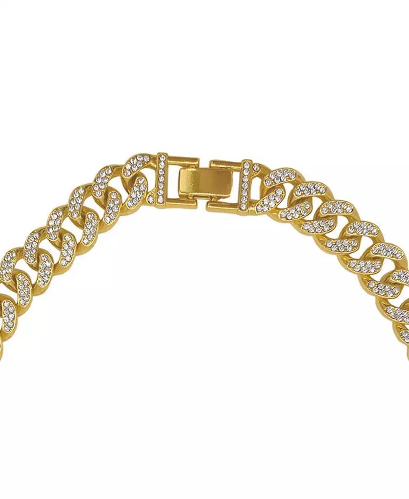 ADORNIA Women's Gold-Tone Plated Crystal Thick Cuban Curb Chain Necklace 2