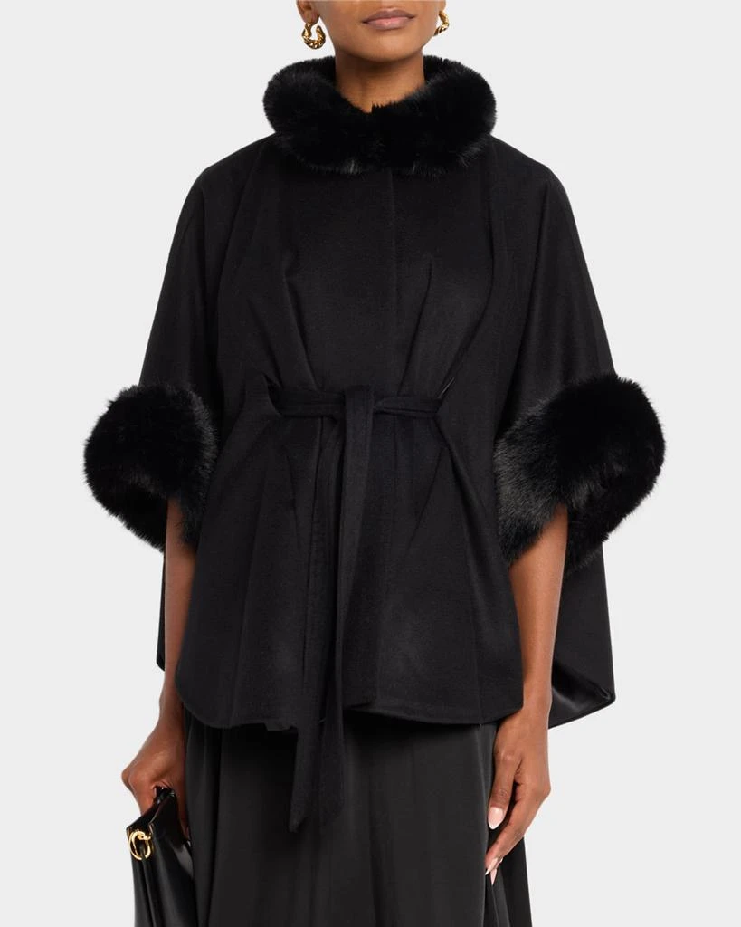 Sofia Cashmere Cashmere Shawl W/ Faux Fur Trim 4