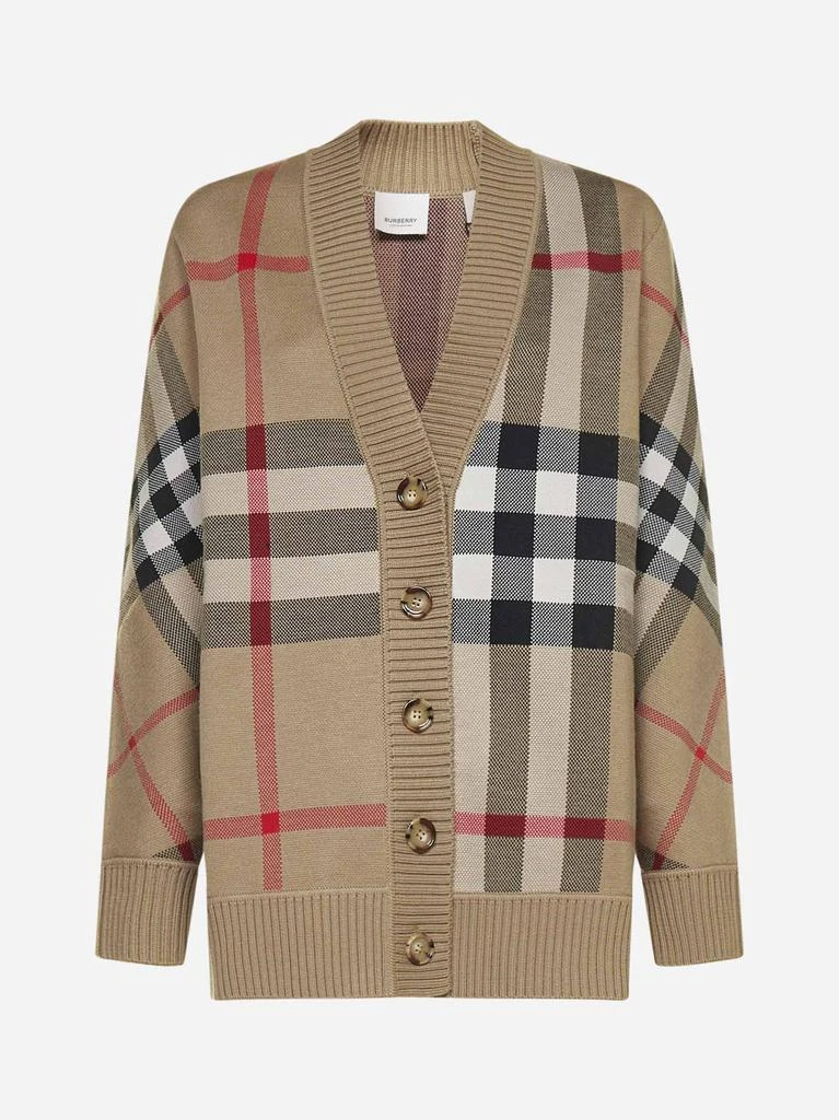 BURBERRY Check wool-blend cardigan 1