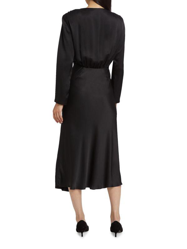 Alice by Temperley Rebecca Satin Long-Sleeve Midi-Dress
