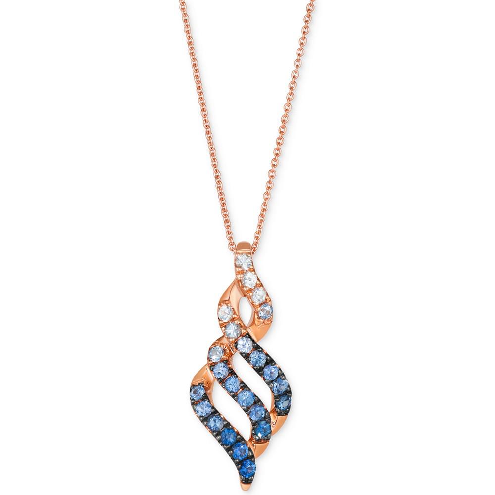 Le Vian Denim Ombré (3/4 ct. t.w.) & White Sapphire (1/8 ct. t.w.) Spiral 20" Pendant Necklace in 14k Rose Gold