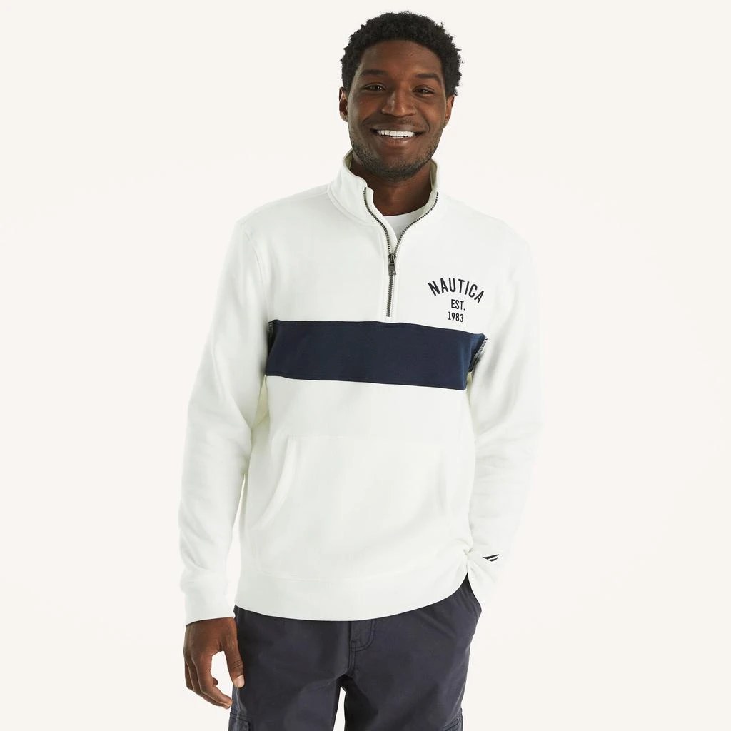 Nautica Mens Quarter-Zip Colorblock Sweatshirt 7