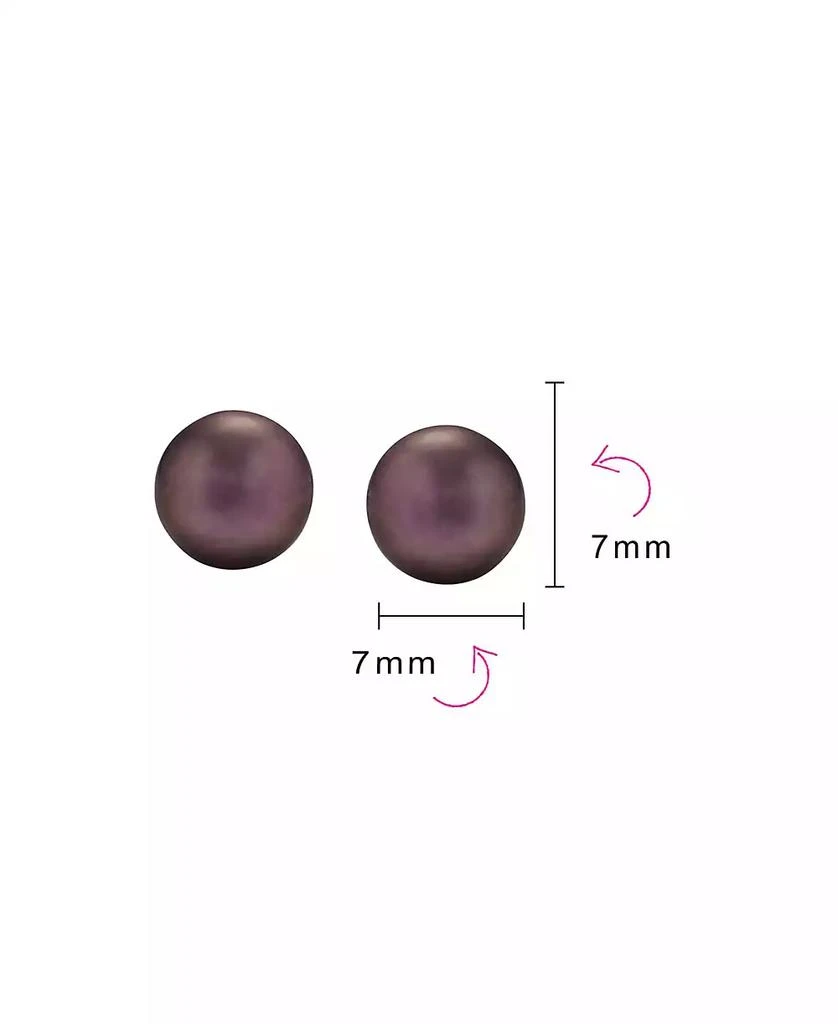 Bling Jewelry Set of 3 White Black Brown Freshwater Cultured Pearl Stud Earrings Silver 7MM 3