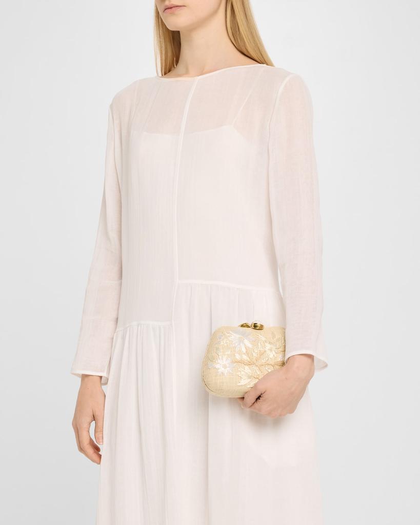 Rafe Tamu Flower Raffia Clutch Bag