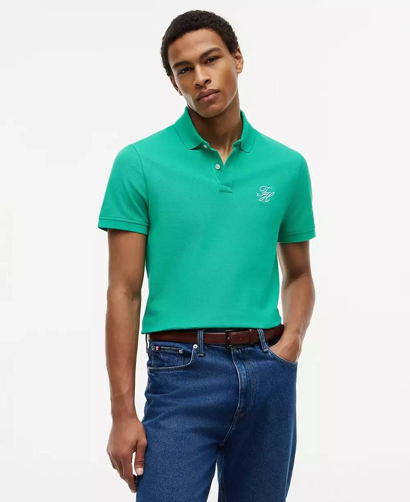 Tommy Hilfiger Men's Classic-Fit TH Embroidered Contrast Script Logo Polo Shirt