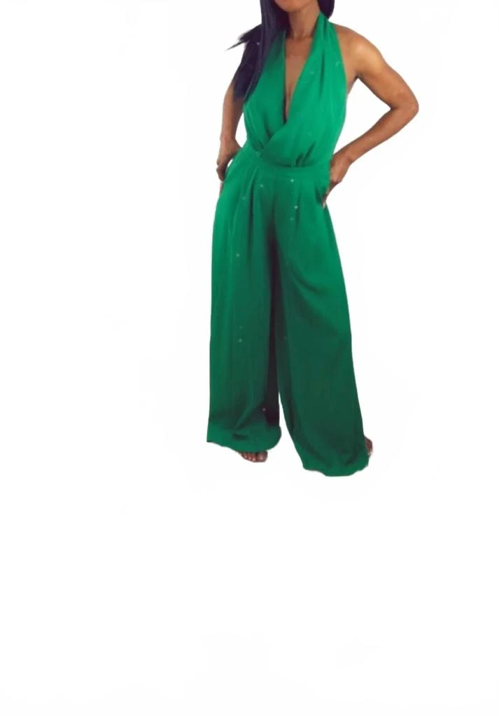 Porshia By Porshia Banks Yael Jumpsuit In Emerald Green 4