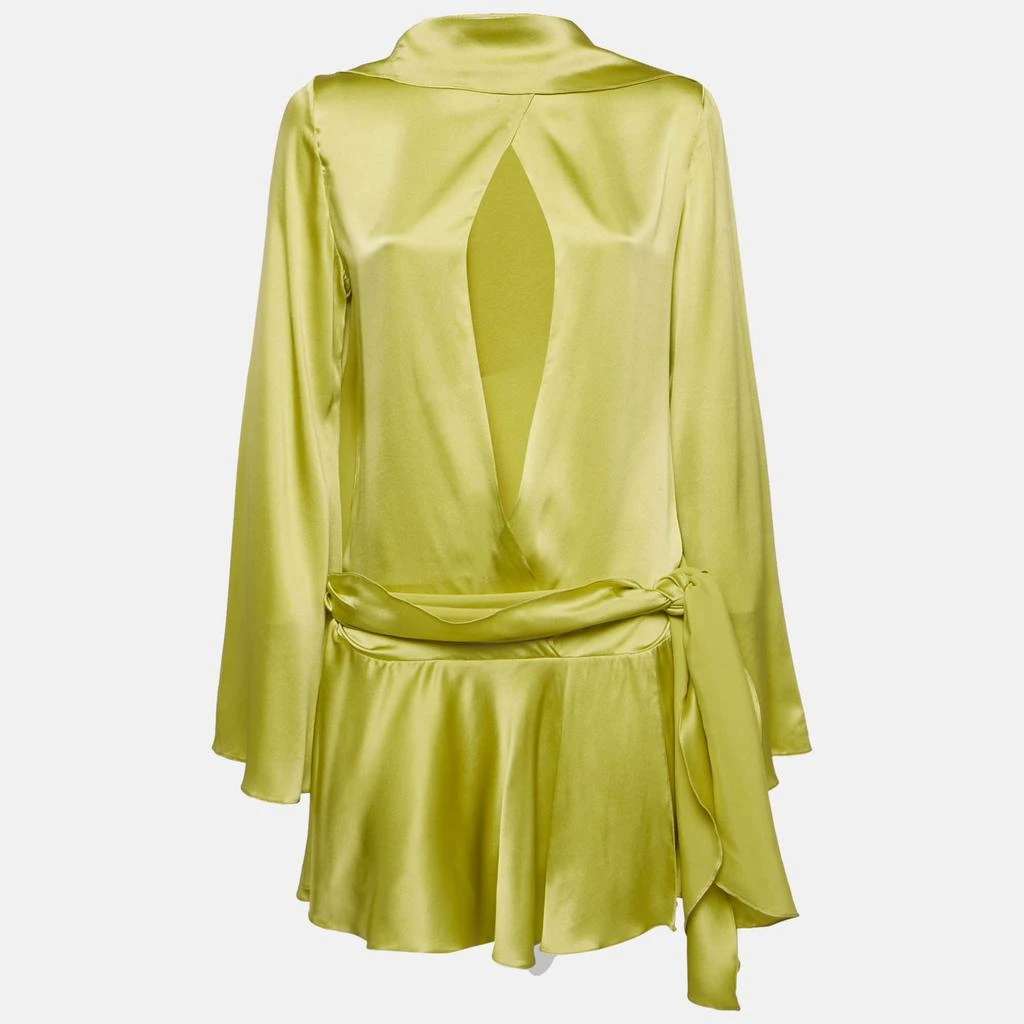 max studio green floral dress Flora Satin Mini Dress