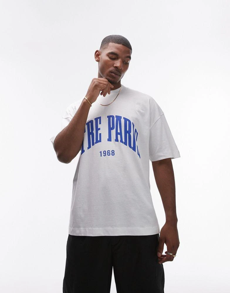 Topman Topman extreme oversized fit t-shirt with Etre Paris print in white 1