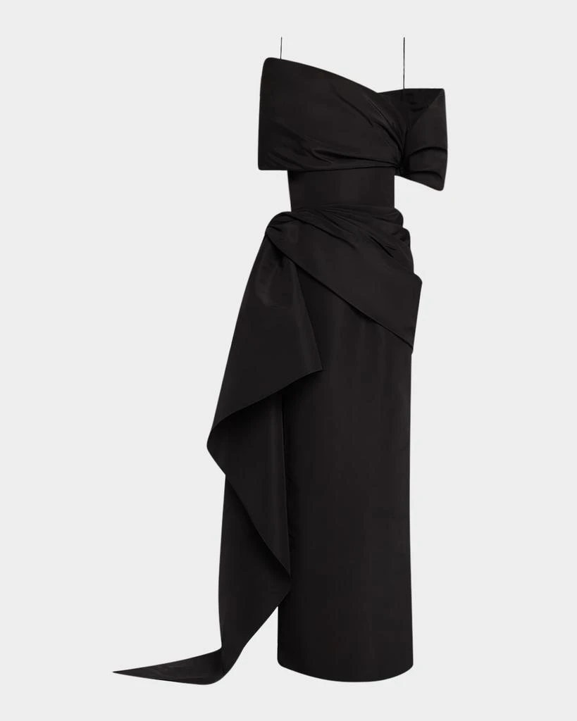 Oscar de la Renta Draped Faille Off-The-Shoulder Gown 1